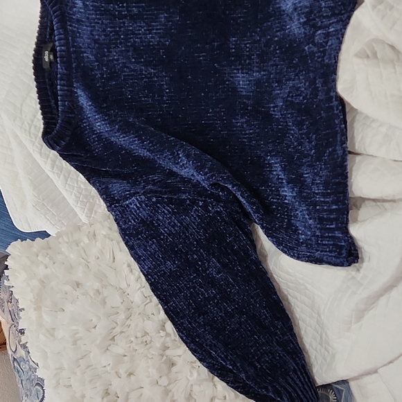 Ellos Chenille navy Blue Sweater thick soft - Picture 3 of 9